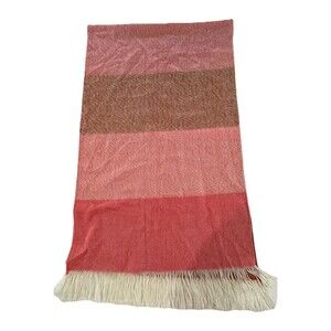 Ann Taylor LOFT Chevron Fringe Blanket Scarf Brown Pink Peach - One Size
